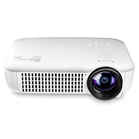 GBTIGER 3000 Lumens Projector, Support Full HD 1080P 1280 x 800 Resolution Multimedia LED Home Projector with HDMI AV SD USB For Home Theater Cinema Movie Video Games, White