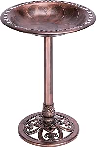 VIVOHOME 28 Inch Height Polyresin Lightweight Antique Outdoor Garden Bird Bath Bronze