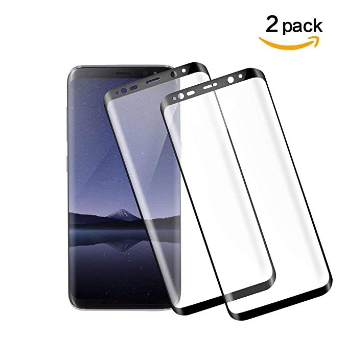 Samsung Galaxy S8 Plus Screen Protector, [2 Pack] Dopoo S8 Plus Tempered Glass Screen Saver 3D Curved HD Clear 9H Hardness Full Coverage Screen Film[Anti-Scratch, Anti-Bubble] (NOT for S8)