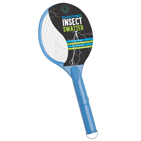 Bug Zapper Fly Swatter Racket - Outdoor Electric Insect, Bee, Wasp, Mosquito, Fly, Gnat and Stinger Bug Killer and Repeller - Takes Just One Swing To Zap