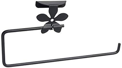 Spectrum Diversified Flower Paper Towel Holder, Over the Cabinet Door, Black