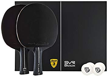 Killerspin SVR 2U Ping Pong Paddle Set with 4 Balls| Professional Table Tennis Racket Set| 7-Ply Wood Blade, Nitrx-4Z Rubbers| Flared Handle Ping Pong Bat| Memory Book Gift Box Storage Case| Black