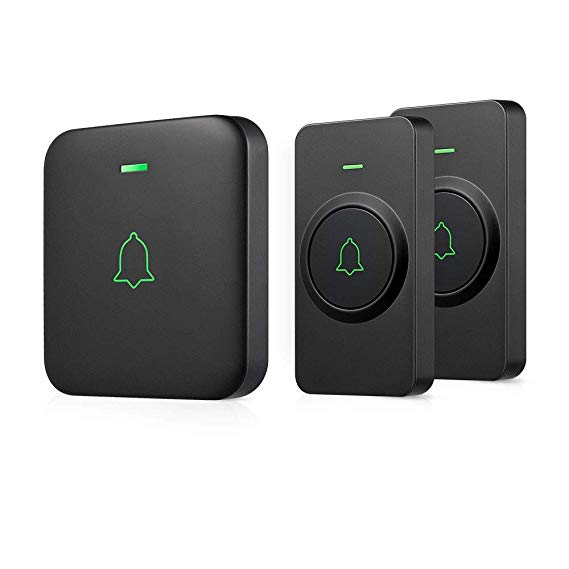 AVANTEK CB-21 Waterproof Wireless Doorbell Operating at Over 1000 Feet, 2 Remote Buttons Can Have Different Tones, 52 Melodies, CD Quality Sound and LED Flash