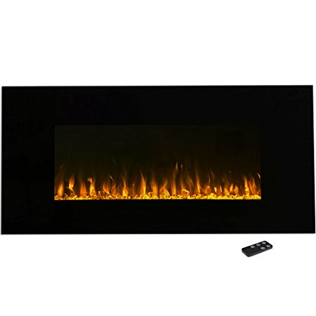 Northwest 42-Inch LED Fire and Ice Electric Fireplace with Remote, Black