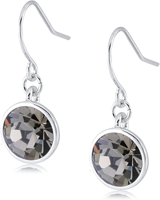 UPSERA Silver Tone Crystals from Swarovski Stone Dangle Drop Earrings