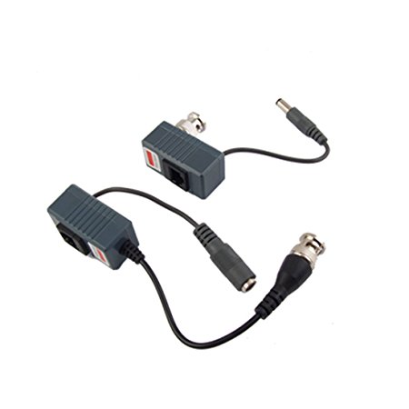 Sourcingmap 5.5x2.1mm Video to RJ45 BNC Male Power Balun Transceiver (Pack of 2)
