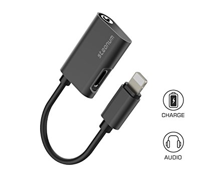 iPhone 7 Headphone AUX Adapter 8 Pin Lightning Charging to 3.5mm Audio Splitter for iPhone 7 7 Plus Compatible with IOS 10.3.3 Black