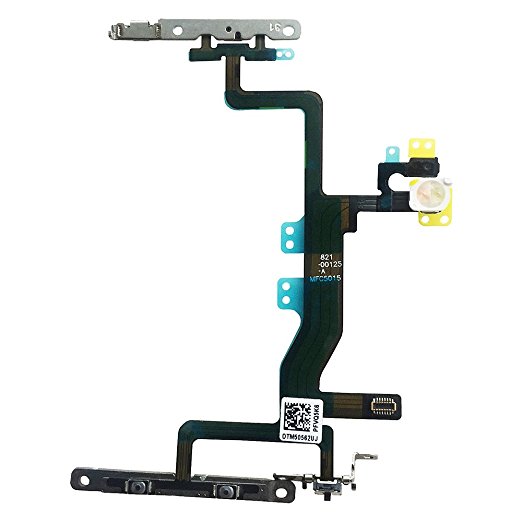Johncase New OEM Original Switch Power Button On/Off and Volume Control and Flash Light and Mic and Mute Button Connector Flex Cable with Bracket Replacement part for iphone 6s 4.7
