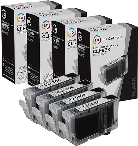 LD Compatible Ink Cartridge Replacement for Canon CLI8BK 0620B002 (Black, 4-Pack)