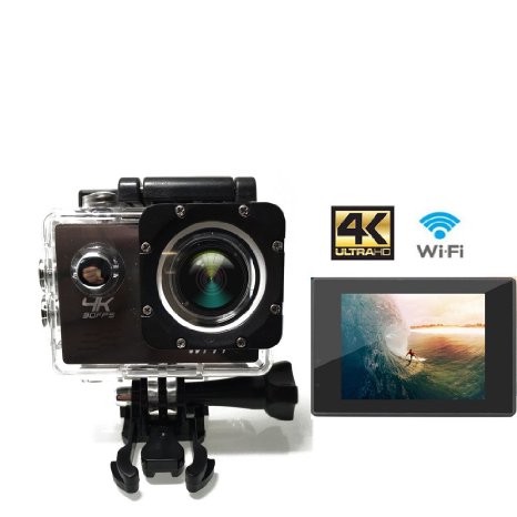 UthCracy 4K WIFI 16MP FHD Sports Action Camera Waterproof with 2 Improved Batteries and Free Accessories (Black)