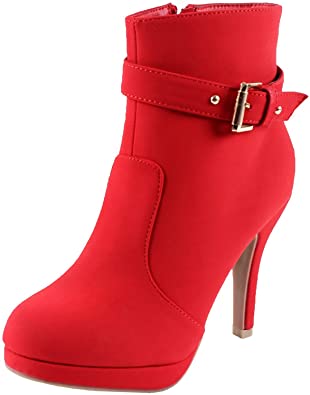 TOP Moda George-15 Women's Strap Buckle Stiletto Heel Ankle Booties