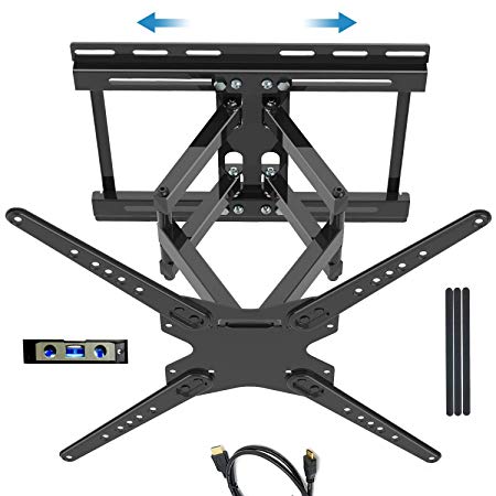 JUSTSTONE Full Motion TV Wall Mount Bracket for 32-80 Inch Flat Screen Curved TVs 99 Lbs VESA 600x400mm with Sliding Design for TV Centering, Dual Articulating Arms Tilt Extend Swivel, Fit 16” Studs