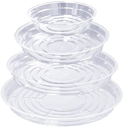 24 Pack Plant Saucer, Clear Plastic Plant Pot Saucer, Made of Thicker, Stronger Plastic, with Unique Design, Durable Flower Plant Tray for Indoor and Outdoor Plants(4 Size, 6/8/10/12 Inch)