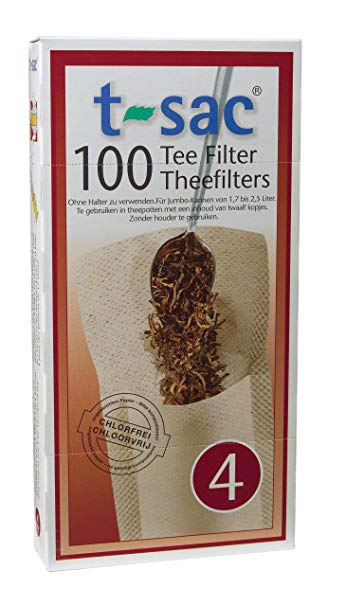 T-Sac Tea Filter Bags, Disposable Tea Infuser, Number 4-Size, 6 to 12-Cup Capacity, Set of 100