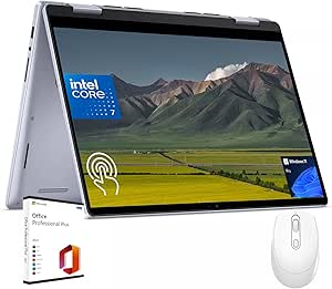 Dell 2024 Inspiron 2-in-1 Laptop, 14" FHD   Touchscreen, Core 7 150U Processor, 32GB DDR5, 1TB SSD, Wi-Fi, Bluetooth, Windows 11 Pro, with Microsoft Office Lifetime License & Wireless Silent Mouse