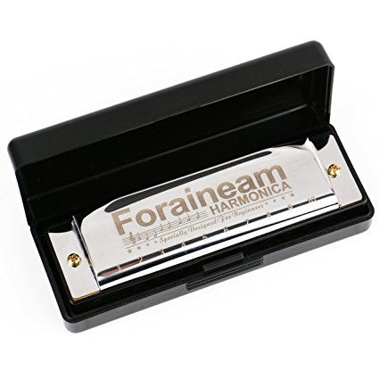 Foraineam 10 Hole Diatonic Blues Harmonica Key of C, Beginners Recommended, Kids Gift Ideas