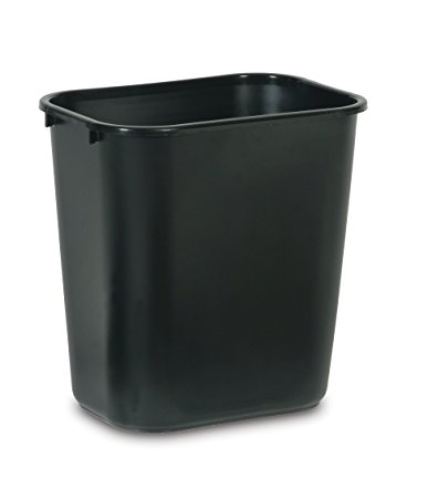 Rubbermaid FG295600BLA Commercial Products Plastic Deskside Wastebasket, 7-Gallon, Black( pack of 12)