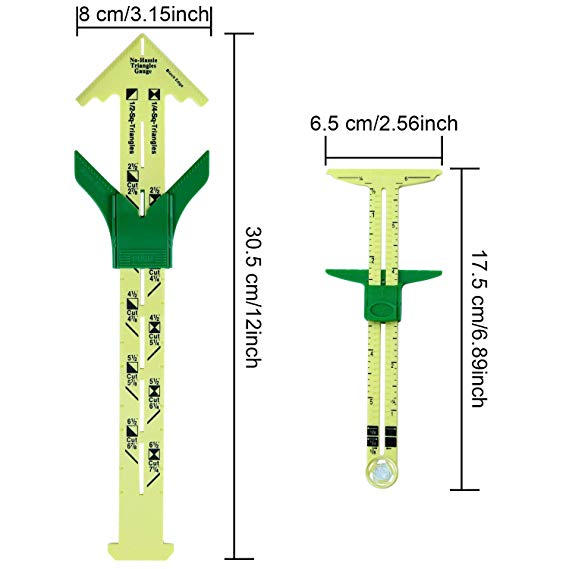 YICBOR 2PCS Handy Sliding Gauge Sewing Measuring Tools Plastic T Gauge, Hem Gauge for Sewing Quilting, 2 Different Size