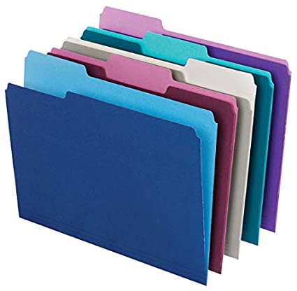 Office Depot Top Tab Color File Folders, 1/3 Cut, Letter Size, Assorted Colors, Box of 100, ODOM01632