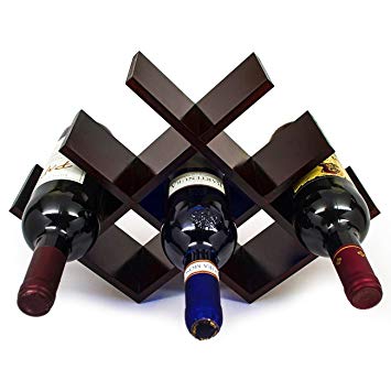 Sorbus Wine Rack Butterfly - Stores 8 Bottles of Wine - Sleek and Chic Looking - Minimal Assembly Required (Dark Mahogany)