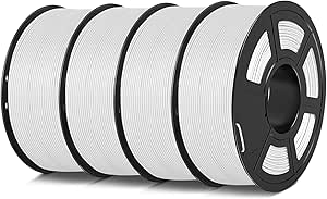 SUNLU 4KG 3D Printer Filament Bundle PLA Matte 1.75mm, Neatly Wound Filament with Matte Finish, Print with 99% FDM 3D Printers, 1kg Spool (2.2lbs), 4 Packs, White+White+White+White