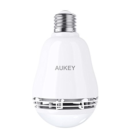 AUKEY 12W LED Smart Bulb, Bluetooth Speaker Bulb 2 in 1, Multi-Color Energy Saving with RGB & Remote Control