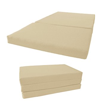 Brand New Shikibuton Tri Fold Foam Beds, Tri-Fold Bed, High Density 1.8 lbs Foam, Twin Size, Full, Queen Folding Mattresses. (Twin Size 4x39x75, Tan)
