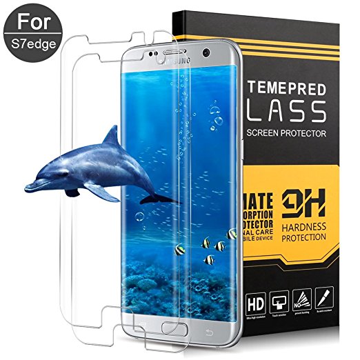 XUZOU Samsung Galaxy S7 Edge Tempered Glass Screen Protector,[9H Hardness][Anti-Fingerprint][Easy to Install][3D Touch Compatible][HD Clear] for Galaxy S7 Edge - 2 Pack