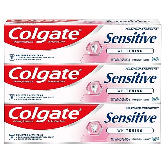 Colgate Sensitive Maximum Strength Whitening Toothpaste - 6 ounce (3 Pack)