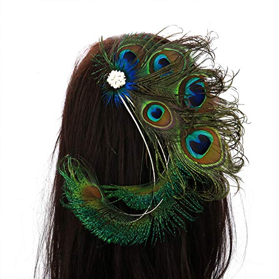 IDS Fashion Peacock Feather Hair Clip Retro Wedding Carnival Party Hairpin for Women Girls