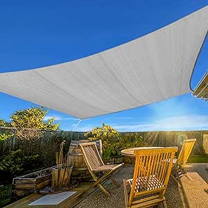 Artpuch 10'x15' Sun Shade Sail Curved Commercial Outdoor Shade Cover Sliver Grey Rectangle Heavy Duty Permeable 185GSM Backyard Shade Cloth for Patio Garden Sandbox (We Make Custom Size)