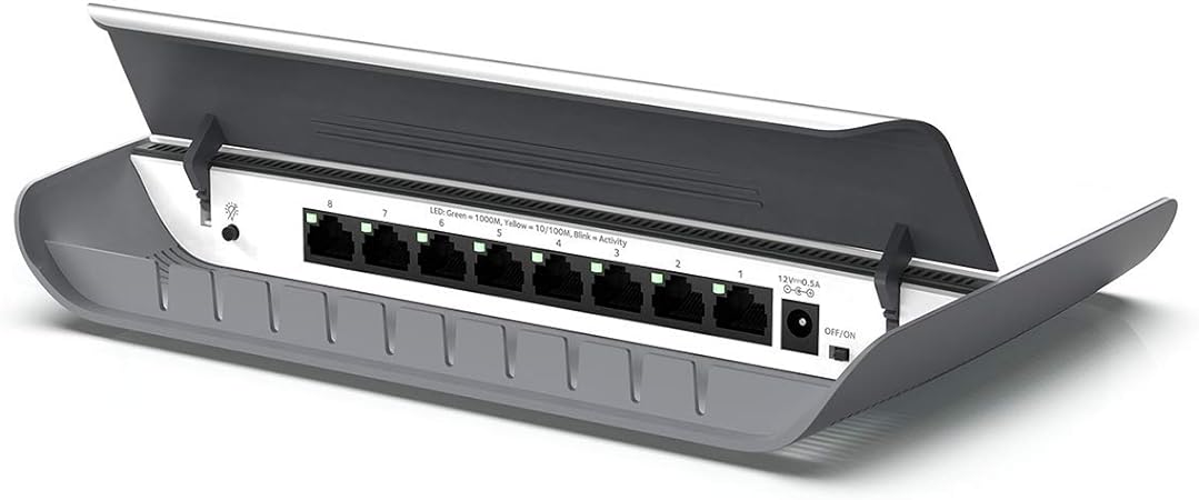 NETGEAR 8-Port Gigabit Ethernet Unmanaged Switch (GS908) - Desktop Housing with Integrated Cable Management, and Fanless Design for Quiet Operation