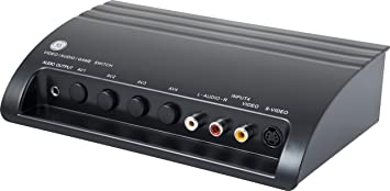 GE 4-Way RCA Switch AV Splitter Switch, for Connecting 4 RCA Output Devices to Your TV, S-Video Support, Audio/Video, Game Consoles, DVD, VCR, 38807