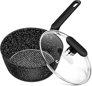 MICHELANGELO Saucepan 2.5 Quart, Nonstick Granite Sauce Pan with Lid, Small Pot with Lid, Nonstick Saucepan with Lid, Stone Pot 2.5 Quart