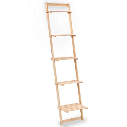 vidaXL Ladder Wall Shelf Cedar Wood 41.5x30x176cm Storage Display Unit Rack
