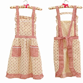 Hot Stylish Flower Pattern Women's Fashion Floral Cotton Chef Cooking Cook Apron Bib with Pockets 7# Hyzrz