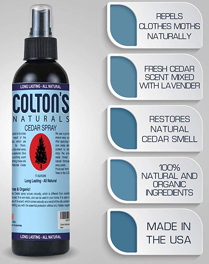 Colton's Naturals Cedar Spray – 4 Ounce Lavender Extract – Non-Chemical Wood Protection – Pest Repellent Cedar Wood – Restores Scent – 4oz Bottle – Closets & Drawers