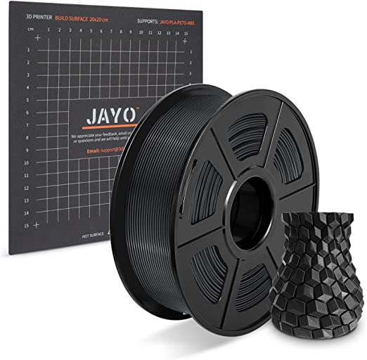 JAYO PLA Filament 1.75mm, FDM 3D Printer Filament, Dimensional Accuracy ±0.02mm, 1 kg Spool(2.2lbs), PLA Black