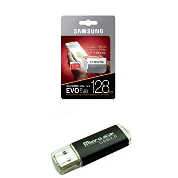 128GB Samsung Evo Plus Micro SDXC Class 10 UHS-1 128G Memory Card for Samsung Galaxy Note 8, S8, S8  Plus, S7, S7 Edge, S5 Active Cell Phone with Bonus SD/TF USB Card Reader (MB-MC128GA)