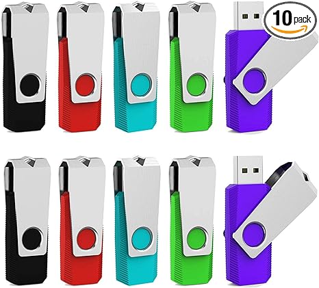 Aiibe 32GB Flash Drive 10 Pack 32GB USB 3.0 Flash Drive Thumb Drive USB Drive 32GB Jump Drive Memory Stick Zip Drive (10 Pack, 5 Mixed Colors: Black Red Cyan Green Purple)