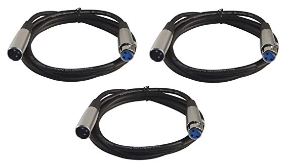 Three Pack Of Your Cable Store 6 Foot XLR 3P Male / Female Microphone Cables
