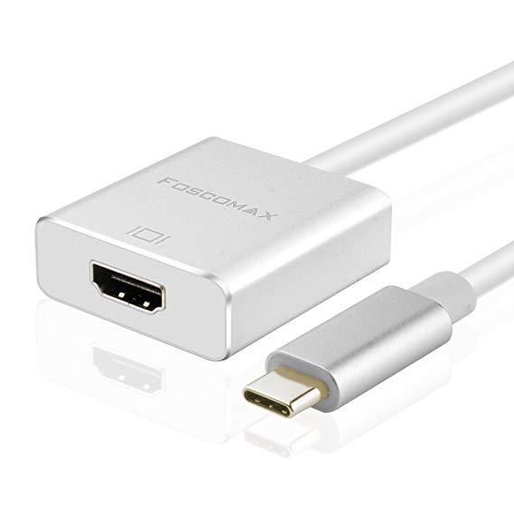 Foscomax USB C to HDMI 4K Adapter USB Type C to HDMI Digital Adapter with Aluminum Case for Samsung Galaxy S8/S8 Plus, Macbook, Chromebook Pixel and more USB C Devices