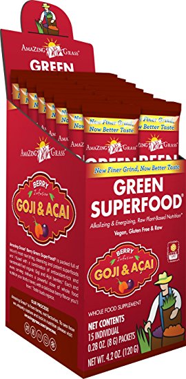 Amazing Grass Green SuperFood Berry, Box of 15 Individual Servings, 0.28 Ounces