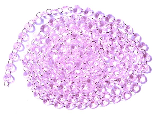 Sun Cling 12 Feets Transparent Octagon Beads Chain-Pink