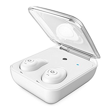 T-TOPER V4.1 Invisible Wireless Earbuds Surround Sound In Ear Bluetooth Earbuds with Charging Case (White)