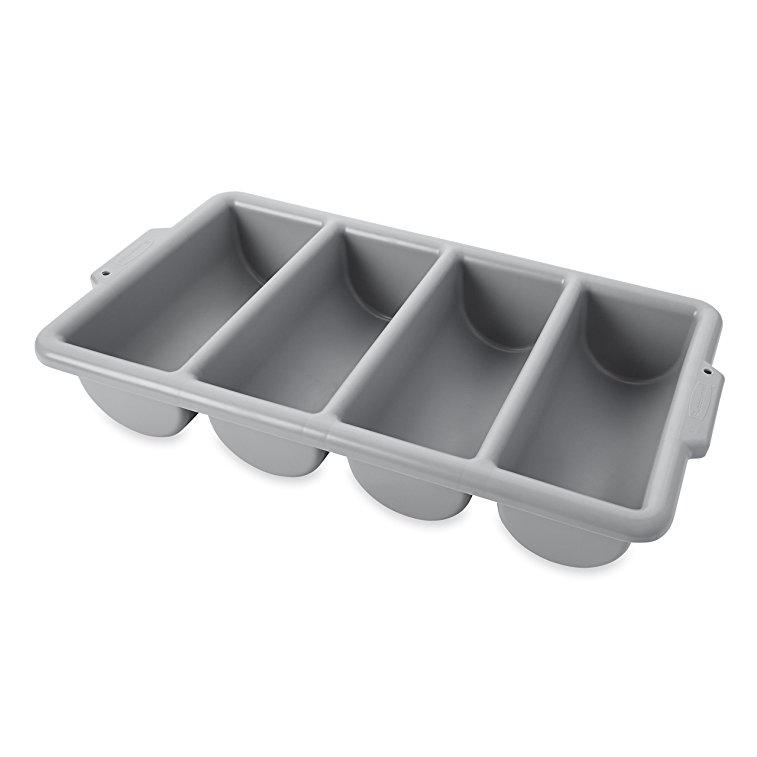 Rubbermaid Commercial FG336200GRAY 4-Compartment Cutlery Bin, Gray