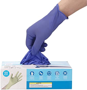 100 Pcs, Disposable, Comfortable, Powder Free, Latex Free, Shipping from USA, Disposable Gloves Arrive in 7-10 Days, Black & Blue (Purple, Medium)