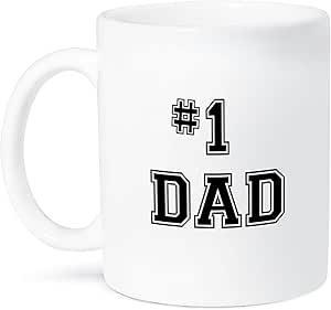 3dRose 11oz Dad Coffee Mug White - Number One Greatest Dad Black Text - Best Dad Mug - Unique Gifts for Fathers Day - Coffee Mug for Dad with Top Dad Design - Thoughtful Father’s Day Gift