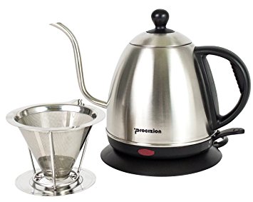 1 Liter Electric Gooseneck Kettle (1L/34oz) with Stainless Steel Pour Over Coffee Filter