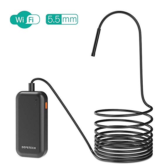 DEPSTECH 5.5mm Ultra-Thin Wireless Endoscope, New Version 1080P WiFi Borescope, HD 16 inch Focal Distance Snake Inspection Camera with Hook Magnet Mirror Set for iOS & Android Smart Phone/Tablets